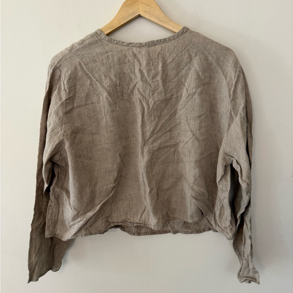 Flax Beige Linen Blouse - Picture 3 of 4